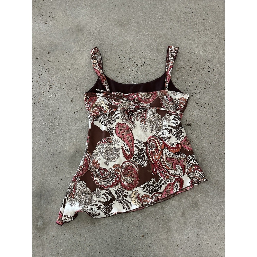 Vintage Y2K Fairy Paisley Tank Top Maroon Ivory Self Esteem Medium Handkerchief - Picture 4 of 8